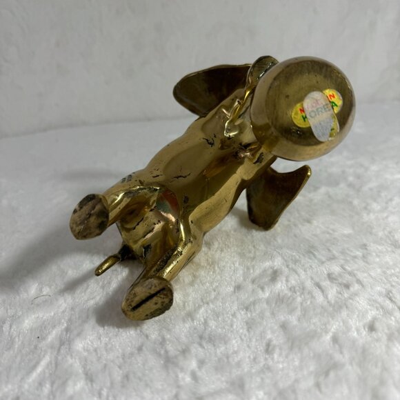 Vintage Brass Elephant Statue With Raised Trunk & Ball contemporary home design - Picture 5 of 8